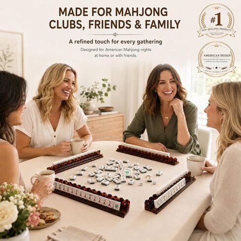 Scalloped Acrylic Mahjong Tile Racks with Magnetic Pushers and Storage Bag, Elegant Tortoise Mahjong Holders, Club and Game Night for Women (#1-1 Pc, 17.5") in Kuwait