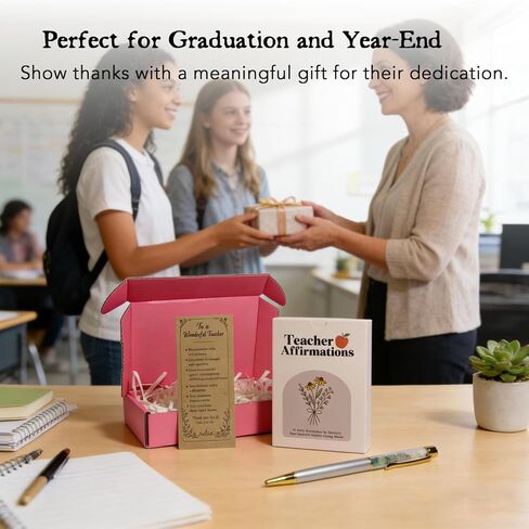 Odrano Teacher Appreciation Gift Set for Women, Crystal Pen with Teacher Affirmation Cards, Inspirational Gift for Teacher, Mentor, Tutor for Birthday, Teacher Appreciation, Graduation (Pink) in Saudi Arabia
