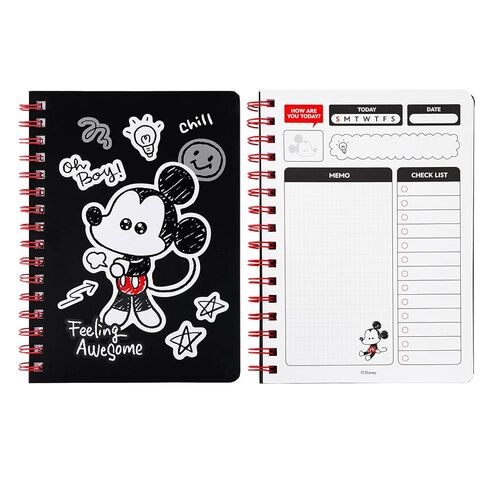 MINISO Disney Stitch & Angel Mickey DIY دفتر ملاحظات مع سحر وملصقات قابلة للإزالة، دفتر يوميات مبطن مقاس A5 دفتر ملاحظات محمول للسفر بطابع كرتوني لطيف للمدرسة والمكتب لمحبي الغرز (ميكي) in Kuwait