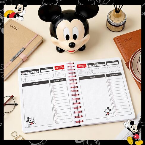 MINISO Disney Stitch & Angel Mickey DIY دفتر ملاحظات مع سحر وملصقات قابلة للإزالة، دفتر يوميات مبطن مقاس A5 دفتر ملاحظات محمول للسفر بطابع كرتوني لطيف للمدرسة والمكتب لمحبي الغرز (ميكي) in Kuwait