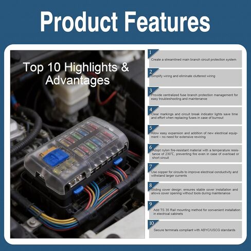 12 Way Fuse Block, 12 Volt Blade Fuse Box Panel with LED Indicators- Heavy-Duty Waterproof 12 Circuit Fuse Box for Marine, Car, Boat, RV, Truck, ATV with Cover & Terminals Waterproof Fuse Block in Saudi Arabia