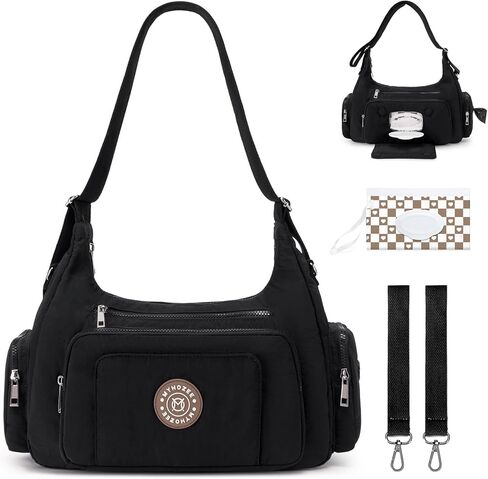 MYHOZEE Puffer Crossbody Diaper Bag for Mom - Lightweight Nylon Mom Bag Baby Purse with Wipes & Trash Bag Dispenser in Saudi Arabia