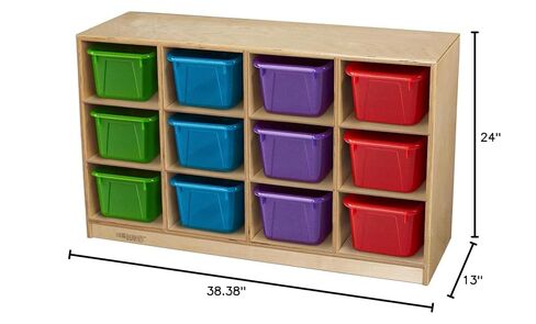 Childcraft Mobile Cubby Storage Unit with Concealed Wheels, 12 Translucent Color Trays, 38-3/8 x 14-1/4 x 24 Inches in Kuwait