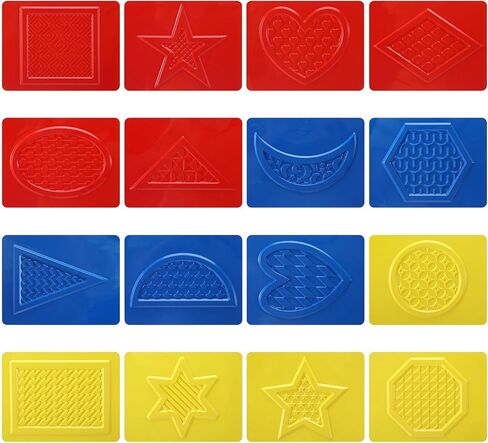 Kathfly 16 Pcs Teach Me Shapes Rubbing Plates Kit 4 x 5 Inch Assorted Texture Rubbing Plates Shapes Learning Tools for Developmental Learning Birthday Gifts in Kuwait