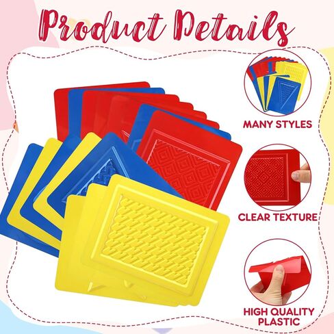 Kathfly 16 Pcs Teach Me Shapes Rubbing Plates Kit 4 x 5 Inch Assorted Texture Rubbing Plates Shapes Learning Tools for Developmental Learning Birthday Gifts in Kuwait