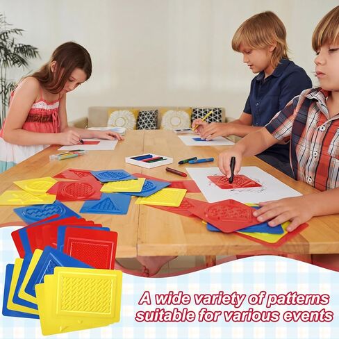 Kathfly 16 Pcs Teach Me Shapes Rubbing Plates Kit 4 x 5 Inch Assorted Texture Rubbing Plates Shapes Learning Tools for Developmental Learning Birthday Gifts in Kuwait