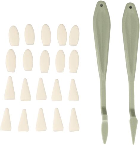 Generic Sketch Sponge Wiper, Plastic Handle with Triangular and Oval Head Shapes, 2 Pieces with 20 Replacement Sponge Heads, for Drawing Wiping and Erasing Art Sketch Tools in Kuwait