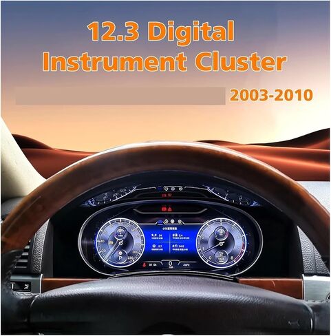 مقاييس سيارة 12.3 بوصة متوافقة مع VW Touareg 2003-2010 لوحة أجهزة القياس الرقمية قمرة القيادة الافتراضية Android Auto in Kuwait