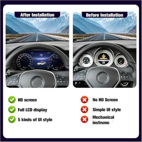 مجموعة أدوات رقمية 12.3 بوصة متوافقة مع لوحة قياس لوحة القيادة مرسيدس بنز C-Class W204 (2011-2014) NTG 4.5 in Kuwait