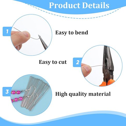500 PCS Flat Head Pins for Jewelry Making, Straight Pins Stainless Steel 2 Inch Jewelry Making Pin Silver Flat Headpins Jewelrys Findings Eye Pin for DIY Craft Earring Bracelet Necklace Pendant in Kuwait