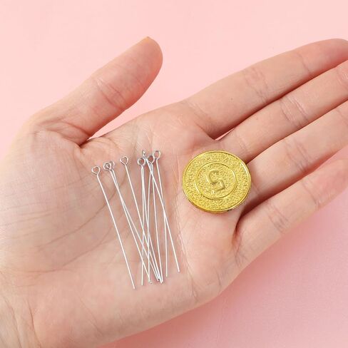 500 Pcs Eyepins for Jewelry Making,50 mm Length Silver Jewelry Eye Pins, Bulk Stainless Steel Eye Pins for Crafts, DIY Bracelets, Earrings and Beading Projects in Kuwait