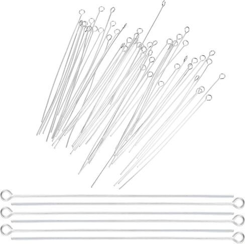 Ymapinc 200Pcs Eyepins for Jewelry Making 70mm/2.76In, Silver Open Eye Pins, Stainless Steel Head Pins Flat Eye Pin for DIY Crafts Earring Bracelet Necklace Pendant Jewelry Making Supplies in Kuwait