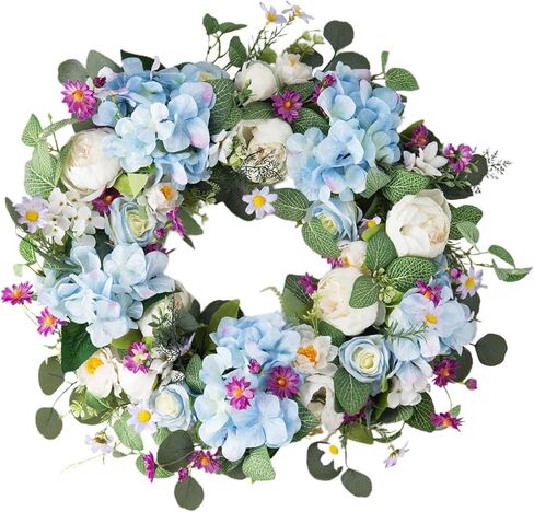 Honnesserry Spring Wreath for Front Door Outside with Green Foliage Decor Wreath for Home Party Indoor Outdoor Summer Wreath in Saudi Arabia