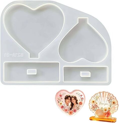Picture Frame Resin Molds, Large Unique Silicone Molds for Photo Frame, Rectangle Heart Shell Epoxy Mold for DIY Home Decor Gift (Love) in Kuwait