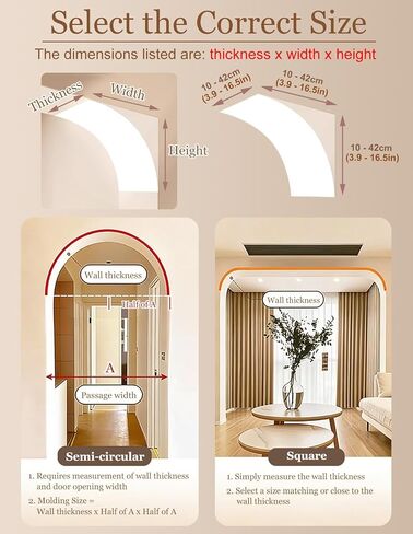 DIY Foam Archway Kit - 2 Pack, Lightweight Half Circle Door Frame Molding, Rounded Arch Trim for Indoor Hallways (18x27x27cm, 7.1x10.6x10.6) - Perfect Home Decor! in Kuwait