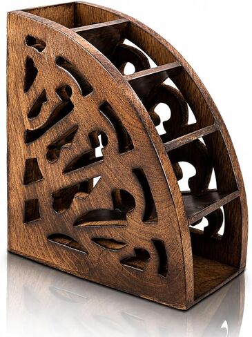 Handcrafted Rosewood Remote Control Holder Organizer Stand For Bedside Table Desk Recliner Couch For 5 Remotes Handy Space Saving Home Media Organizer Remote Caddy Rack For TV Housewarming Gift Idea in Saudi Arabia