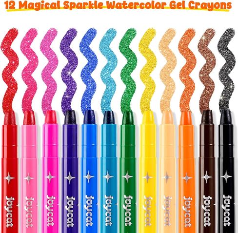 Joycat 12 Colors Glitter Twist Crayons for Kids, 3-in-1 Sparkling Watercolor Gel Crayons for Multi-Surface Painting on Glass, Mirror, Rock, Washable Twist-Up Art Supplies, Gift for Toddler, Boy & Girl in Kuwait