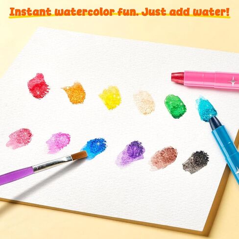 Joycat 12 Colors Glitter Twist Crayons for Kids, 3-in-1 Sparkling Watercolor Gel Crayons for Multi-Surface Painting on Glass, Mirror, Rock, Washable Twist-Up Art Supplies, Gift for Toddler, Boy & Girl in Kuwait