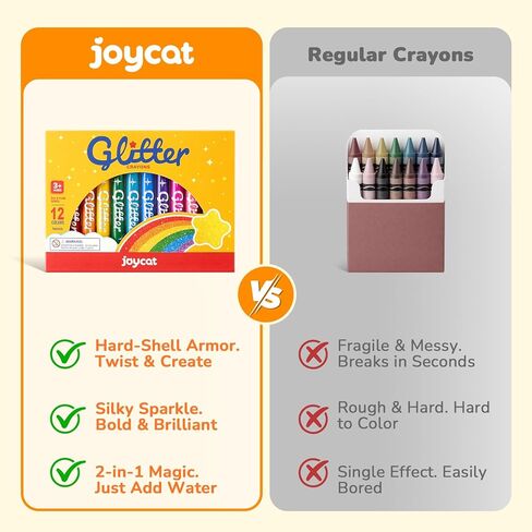 Joycat 12 Colors Glitter Twist Crayons for Kids, 3-in-1 Sparkling Watercolor Gel Crayons for Multi-Surface Painting on Glass, Mirror, Rock, Washable Twist-Up Art Supplies, Gift for Toddler, Boy & Girl in Kuwait