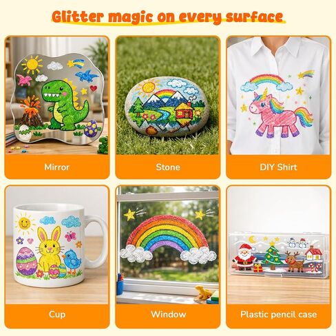 Joycat 12 Colors Glitter Twist Crayons for Kids, 3-in-1 Sparkling Watercolor Gel Crayons for Multi-Surface Painting on Glass, Mirror, Rock, Washable Twist-Up Art Supplies, Gift for Toddler, Boy & Girl in Kuwait