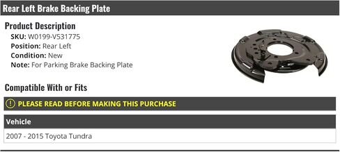 Marketplace Auto Parts Rear Left Driver Side Brake Backing Plate - Compatible with 2007-2015 Toyota Tundra in Kuwait