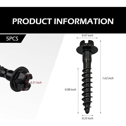 5 PCS Air Filter Housing Screw, High-srength Wear-Resistance Alloy, Adapt for Air Box, Compatible with Chrysler Chevrolet Dodge Jeep (Black) in Kuwait