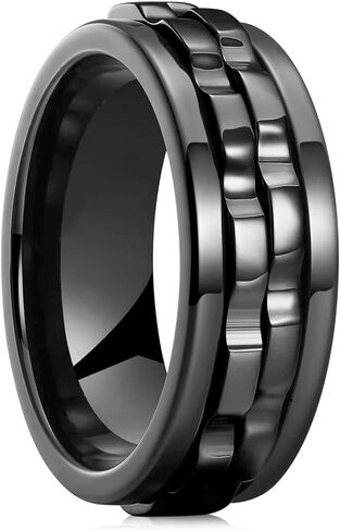 Punk Style Stainless Steel Fidget Ring, Chain Spinner Anxiety Relief Ring, Stress Relief Spinner for Men & Women in Kuwait