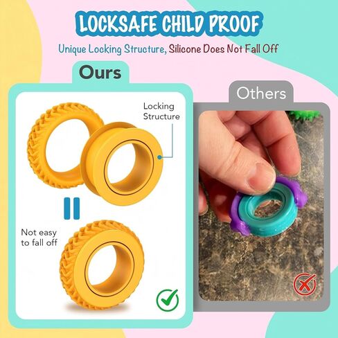 Fidget Rings Bulk with Container - 72 Pack Textured Fidget Spinner Rings for Kids, Quiet Sensory Toys for Classroom Prizes, Goodie Bags Stuffers for Party Favors in Kuwait