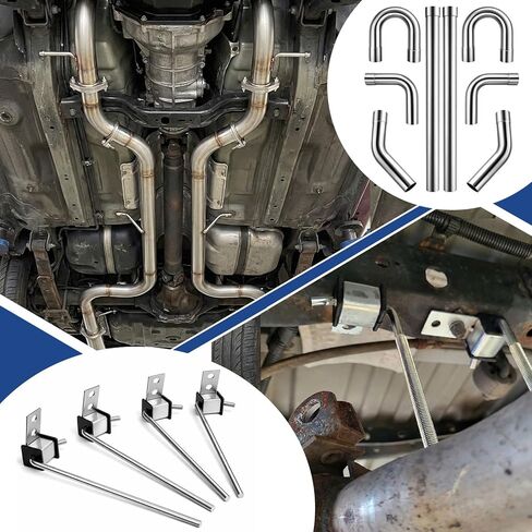 مجموعة نظام العادم Lounsweer 16 قطعة مقاس 2.5 بوصة متضمنة 8 قطع 2.5 بوصة من الفولاذ الطري 16ga Mandrel Bend Tubing Pipe، 4 عبوات 10 قضبان شماعات عادم شديدة التحمل و4 قطع 2.5 بوصة مشبك شريط عادم in Kuwait