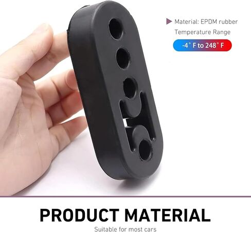 2PCS Exhaust Hangers, Rubber Muffler Hanger with 4 Holes Adjustable Insulator Bushing, Universal Exhaust System Mount Bracket for Car Truck SUV(Black) in Kuwait