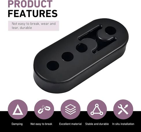 2PCS Exhaust Hangers, Rubber Muffler Hanger with 4 Holes Adjustable Insulator Bushing, Universal Exhaust System Mount Bracket for Car Truck SUV(Black) in Kuwait
