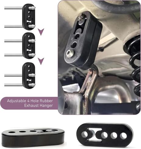 2PCS Exhaust Hangers, Rubber Muffler Hanger with 4 Holes Adjustable Insulator Bushing, Universal Exhaust System Mount Bracket for Car Truck SUV(Black) in Kuwait