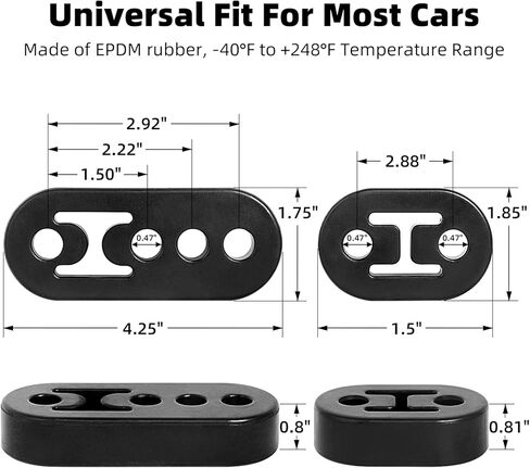 4 Pieces Exhaust Hanger Rods Stainless Steel 90° bend 7.5 inch Long with Rubber Insulators (4x 2-Hole & 4x 4-Hole), Universal Weld-On Muffler Mount for Car Truck SUV Muffler Replacement in Kuwait