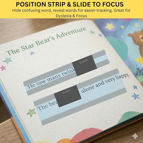 STEPUP Guided Reading Strips with Adjustable Slider - Colored Overlay Highlight Bookmarks for Dyslexia, ADHD & Focus - Essential Reading Assistant for Kids, Students & Teacher Classroom Supplies in Kuwait