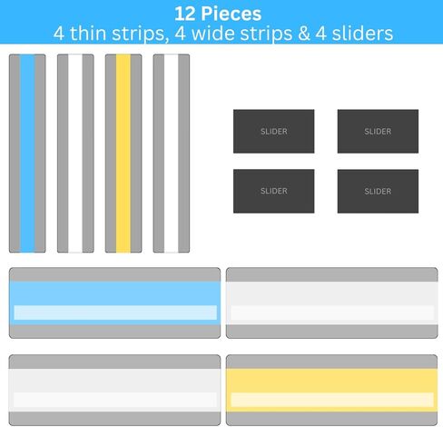 STEPUP Guided Reading Strips with Adjustable Slider - Colored Overlay Highlight Bookmarks for Dyslexia, ADHD & Focus - Essential Reading Assistant for Kids, Students & Teacher Classroom Supplies in Kuwait
