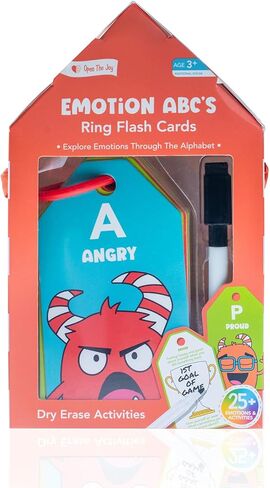 افتح بطاقات فلاش Joy Dry Erase Emotion Flash للأطفال - مجموعة تعلم ABC Feelings، بطاقات SEL القابلة لإعادة الاستخدام، أنشطة الذكاء العاطفي، ألعاب تعليمية لمرحلة ما قبل المدرسة والعلاج للأعمار من 3 سنوات فما فوق. in Kuwait