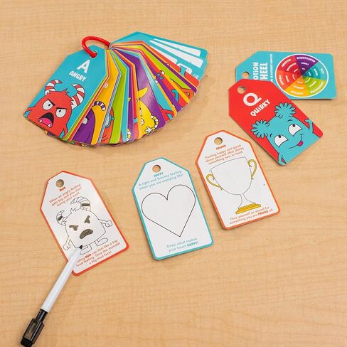 افتح بطاقات فلاش Joy Dry Erase Emotion Flash للأطفال - مجموعة تعلم ABC Feelings، بطاقات SEL القابلة لإعادة الاستخدام، أنشطة الذكاء العاطفي، ألعاب تعليمية لمرحلة ما قبل المدرسة والعلاج للأعمار من 3 سنوات فما فوق. in Kuwait