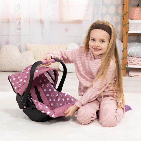 Bayer Design Deluxe Doll Car Seat with Sun Canopy, Portable Travel Carrier for 18 inch Dolls, Rocker, Carry Handle in Kuwait