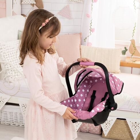 Bayer Design Deluxe Doll Car Seat with Sun Canopy, Portable Travel Carrier for 18 inch Dolls, Rocker, Carry Handle in Kuwait