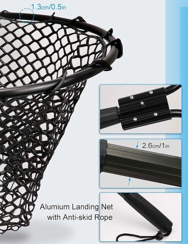 Hlotmeky Fishing Net Rubber Landing Net Large Fishing Nets for Saltwater Heavy Duty Big Fishing Net Kayak Folding Retractable Fishing Net Long Handle in Saudi Arabia
