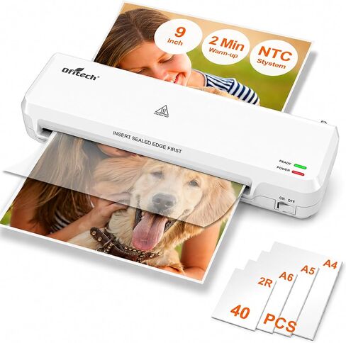 9 inch Laminator Machine with 40 Laminating Sheets, A4 Thermal Laminator with 2-Min Faster Preheat, Laminating Machine 8.5 x 11 for Office, School and Home Use, Auto Shut-Off, NTC Technology in Saudi Arabia