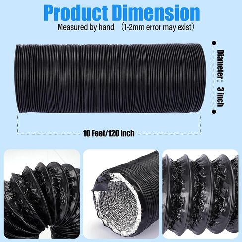 3 Inch Boat Blower Hose - Marine Exhaust Hose Replacement for Boat Venting, Flexible Engine Vent Duct Marine Air Hose for Ventilation System(1 Pack, Black) in Kuwait