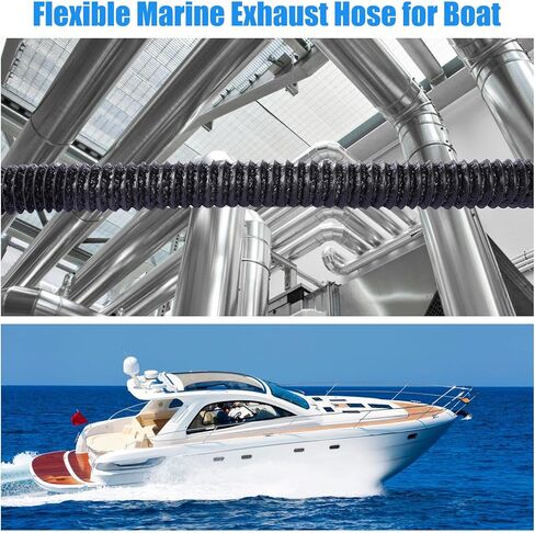 3 Inch Boat Blower Hose - Marine Exhaust Hose Replacement for Boat Venting, Flexible Engine Vent Duct Marine Air Hose for Ventilation System(1 Pack, Black) in Kuwait