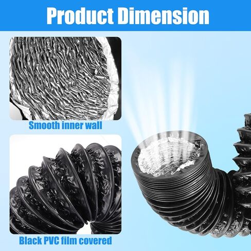 3 Inch Boat Blower Hose - Marine Exhaust Hose Replacement for Boat Venting, Flexible Engine Vent Duct Marine Air Hose for Ventilation System(1 Pack, Black) in Kuwait