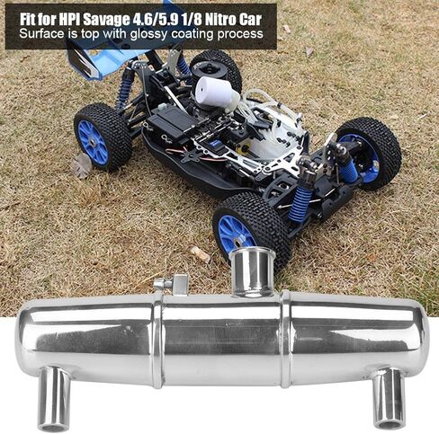 FOSA 18001P أنبوب مشترك عادم مزدوج، أنبوب مشترك عادم من سبائك الألومنيوم لـ HPI Savage 4.6/5.9 1/8 ملحقات جزء نموذج سيارة RC in Saudi Arabia