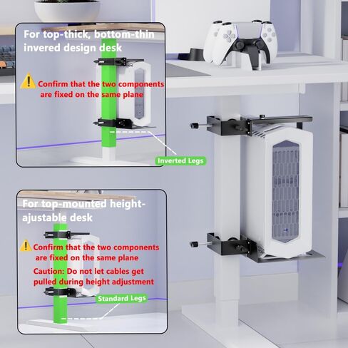 Under Desk PC Mount，No-Drill PC Holder for Standing Desk，Width Adjustable Under Desk Computer Mount with Extra Protective Arms，Holds Up to 44lbs with Anti-Slip Mat Design for Home and Office in Kuwait