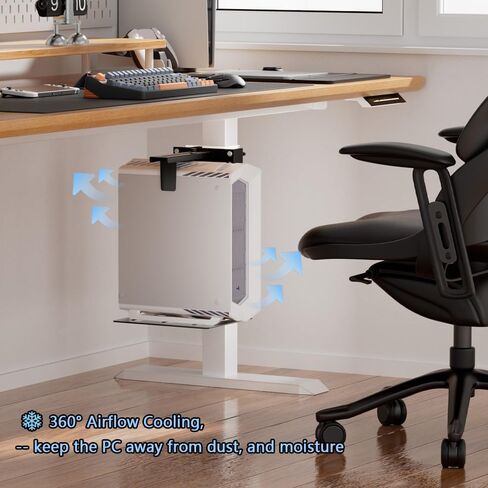 Under Desk PC Mount，No-Drill PC Holder for Standing Desk，Width Adjustable Under Desk Computer Mount with Extra Protective Arms，Holds Up to 44lbs with Anti-Slip Mat Design for Home and Office in Kuwait