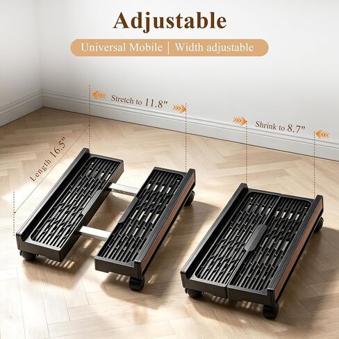 Adjustable Rolling Computer Cart with Wheels - PC Tower Stand Mobile CPU Floor Cart for Gaming Desktop in Kuwait