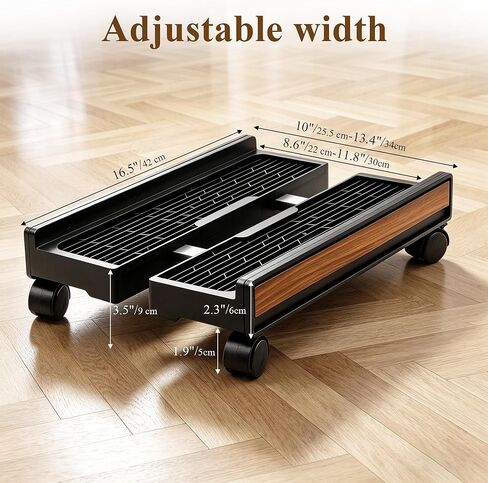 Adjustable Rolling Computer Cart with Wheels - PC Tower Stand Mobile CPU Floor Cart for Gaming Desktop in Kuwait