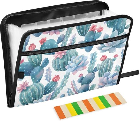ALAZA Vintage Cacti Cactus Expanding File Folder, 13 Pockets Expandable Document Organizer Folder with Zipper Closure for Home Office A4 Letter Size Paper Document in Saudi Arabia